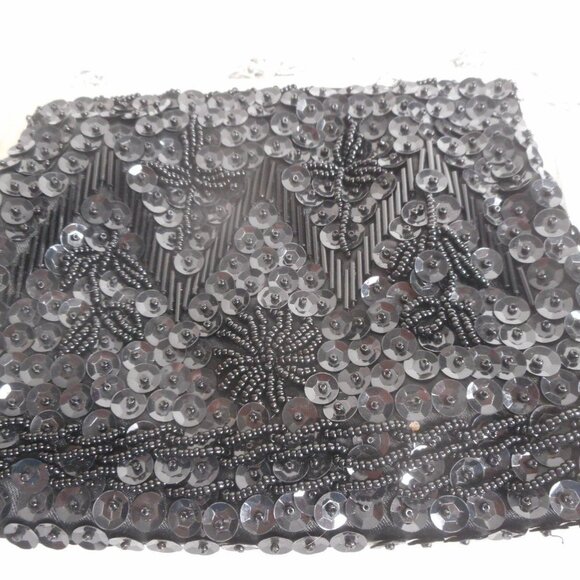 Vintage Hand Made Clutch bag Purse Black beaded - Picture 2 of 8
